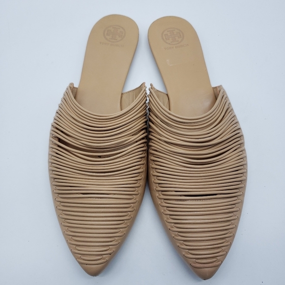 Tory Burch SIENNA tan strappy mule slides leather upper lining sole Women US 11 - Picture 1 of 9